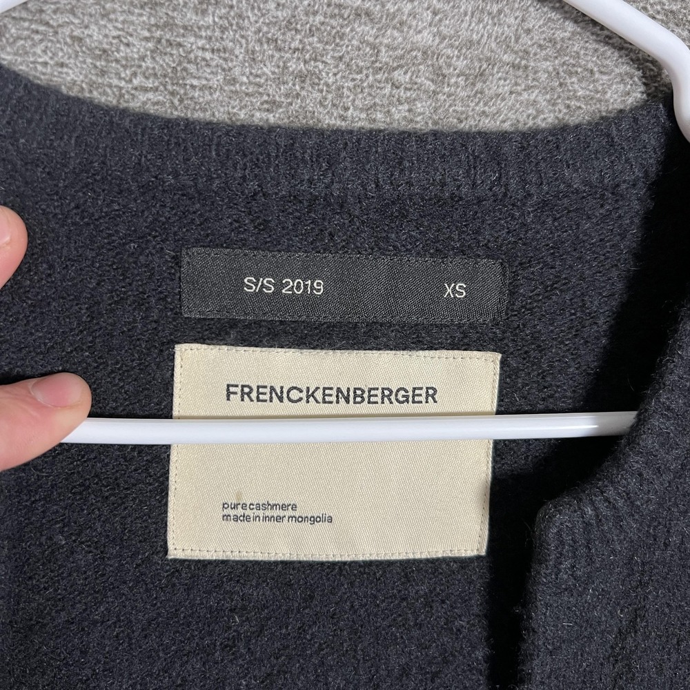 Frenckenberger Sweater Womens XS Black Pure Cashmere Open Front Cropped Cardigan - Picture 2 of 8